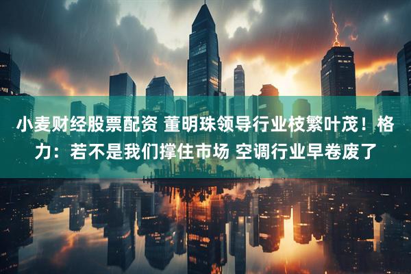 小麦财经股票配资 董明珠领导行业枝繁叶茂！格力：若不是我们撑住市场 空调行业早卷废了